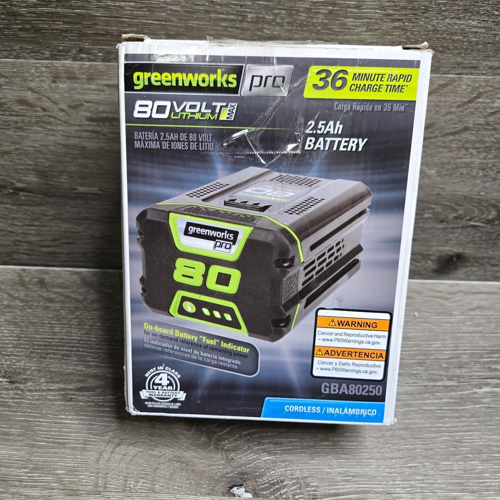 Greenworks Pro 80V 2.5Ah Lithium-Ion Battery GBA80250 Rapid Charge Pro Tools